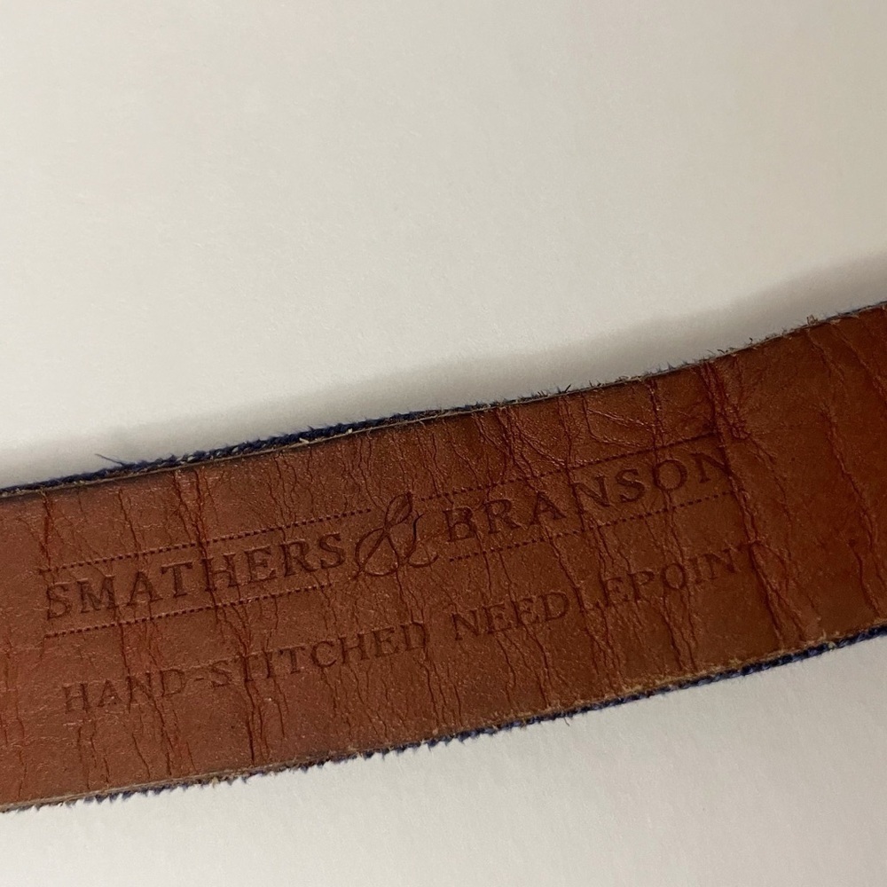 (sold) Smather's & Branson western needlepoint nature leather belt hand stitched - Picture 8 of 9